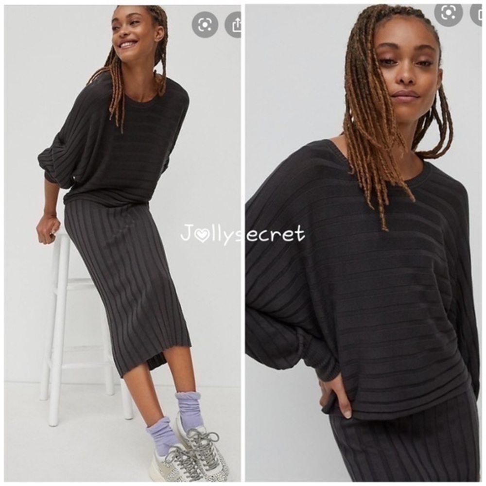 Anthropologie ribbed midi sweater dress